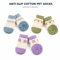Chaussettes antidérapantes pour chiens et chats, double couche, semelle à points en caoutchouc, tricot doux et respirant pour la marche en intérieur, soin des pattes, logo personnalisé
