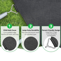 Tapis de saut rond de remplacement pour trampoline, 56 ressorts, en tissu, pour l'extérieur, sécurisé et souple, 6/8/10/12 pieds, modèle Europe