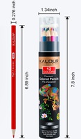 Coffret de 12 crayons de couleur KALOUR dans un cylindre en papier, avec 240 crayons de couleur de qualité supérieure, taille-crayon, stylo et estompeur sans couleur.