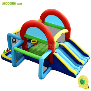 Castillo Inflable Infantil Colorido con Tobogán de Agua y Aro de Baloncesto para Casa de Brinco - Product Image 2