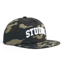 Camouflage distressed snapback pet met 3D puff borduurwerk, flat bill, vintage gewassen katoen, streetwear baseball cap voor heren