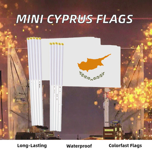Высококачественные мини-флажки Кипра: премиум-качество, устойчивые к выцветанию, на палочке, для декора, маленькие ручные флажки премиум-класса, кипрские флаги - Product Image 2