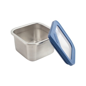 Contenedor de Alimentos Rectangular de Acero Inoxidable de 550 ml con Tapa de Plástico Azul Hermética a Prueba de Fugas, Lonchera de un Solo Compartimento - Product Image 6