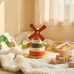 Jouet en bois Montessori : <span class=keywords><strong>Moulin</strong></span> à <span class=keywords><strong>vent</strong></span> à empiler, kit de construction vintage, puzzle créatif éducatif pour la maternelle, cadeau pédagogique pour la salle de classe - Product Image 1