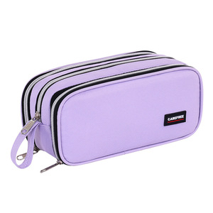 Estuche para lápices multifuncional con cremallera Oxford, ligero, duradero y ecológico, 3 compartimentos, gran capacidad, diseño sencillo para niños - Product Image 4