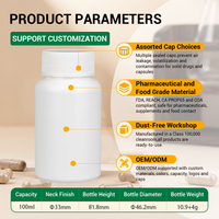 Emballage en plastique HDPE abordable de 100 ml pour pilules, gélules, comprimés et flacons de médicaments