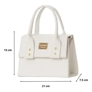 Bolso de Mano de Cuero Blanco Fana Triana, Estilo Bohemio Vintage, Dos Asas, Placa Metálica, Uso Diario - Product Image 3