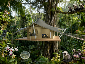 Tente de Glamping Safari Haut de Gamme en Promotion, 2 Chambres, Double Couche, Toile PVC Imperméable, Quatre Saisons, Ignifuge, Structure en Acier, Idéale pour les Complexes Hôteliers - Product Image 5
