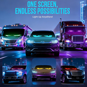 Letrero Luminoso con Ojos de Diablo para Carrito de Golf, Pantalla Flexible para Parabrisas, Letrero LED Animado DIY para Decoraciones, Halloween, Festivales, SUVs - Product Image 3