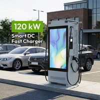 Station de recharge DC EVEGO 120 kW avec écran tactile 10,1 pouces et écran publicitaire 55 pouces, CCS2, NACS, OCPP 2.0.1, contrôlée par application, chargeur EV de qualité commerciale