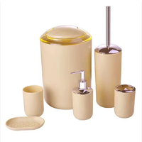 Ensemble de salle de bain classique écologique imperméable noir chaud de 6 pièces avec emballage en boîte cadeau, accessoires de maison en plastique