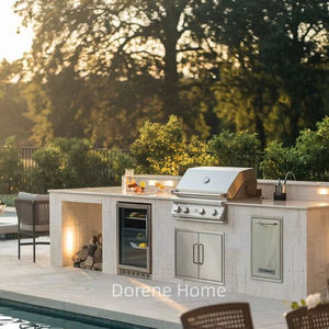 Doreneステンレススチール屋外キッチンセット防水パティオ家具バー用バーベキューグリル冷蔵庫ビンシンクアパート用 - Product Image 1