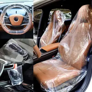 Wholesale LDPE Transparent White Clear Plastic Seat Cover For Cars Disposable Covers Forcars Steering Wheel Cover 2000 Pcs/box