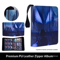 Album de cartes grand format en cuir PU avec fermeture éclair, impression couleur intégrale, design à neuf compartiments, personnalisable pour cartes, jeux de cartes et rangement