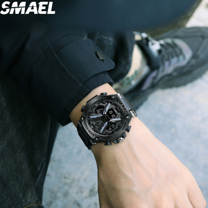 SMAEL 8087 Dual Display Quartz Watch ABS Alloy Shell 30-50M Waterproof PU Strap Multi Color Sports <b>Stop</b> Watch <b>Alarm</b> - Product Image 2