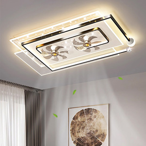 2026 Neue <span class=keywords><strong>LED</strong></span>-Deckenventilatorleuchte mit Lichtstreifen, Flügeln und oszillierendem Kopf für Wohnzimmer, Schlafzimmer, smarte Zhongshan-Beleuchtung - Product Image 1