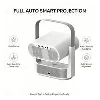 Projecteur de cinéma maison intelligent Android 14 avec haut-parleur Bluetooth, lecteur de musique, vidéoprojecteur LCD Full HD, mise au point automatique et zoom ajustable