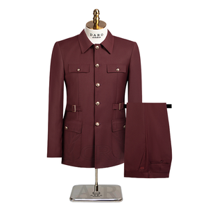 Traje de Hombre <span class=keywords><strong>DARO</strong></span> de Estilo Tradicional, Casual de Negocios, Chaqueta de Un Solo Pecho con Cuello Alto y Ajustador de Cintura, Pantalones Rectos, Conjunto de 2 Piezas - Product Image 4