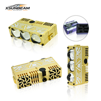 Phare LED de conduite tout-terrain 4x4 à 3 yeux, doré, CNC, 100W, tricolore 6500K, étanche IP67, double faisceau, projecteur pour voiture