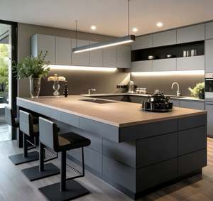 Gabinetes de Cocina Personalizados BALOM de Alta Calidad, Juego Completo de Madera de Roble con Isla de Cocina y Cajones de Cierre Suave para el Hogar - Product Image 4