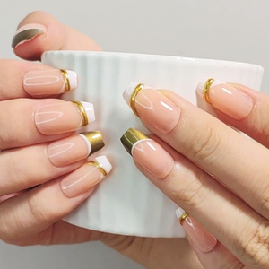 Vendeurs en gros de kit de presse sur les ongles avec colle et lime à ongles marque privée <span class=keywords><strong>ballerine</strong></span> courte pointes françaises ongles design coréen - Product Image 4