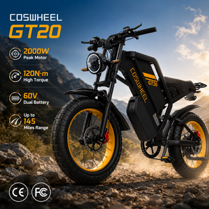 Bicicleta Eléctrica EU60V 2000W con Doble Batería, 120 Nm de Torque, Frenos de Disco, Cuadro de Aluminio, 7 Velocidades, Llantas Gruesas de 20 Pulgadas, Horquilla con Suspensión - Product Image 1