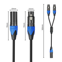 Laris 0.5 meter 3-Core perak berlapis XLR pemisah Audio meriam-laki-laki ke dua rakitan kabel tembaga Wanita