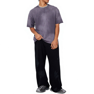 เสื้อยืดคอกลมแขนสั้นทรงโอเวอร์ไซส์ผ้าฝ้ายวินเทจล้างสีสไตล์ลำลองสำหรับผู้ชายรุ่นใหม่ - Product Image 3