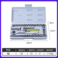 40pcs 1/4 \ "Kit d'outils à main Boîte à outils de réparation de voiture Clé à molette Jeu de douilles
