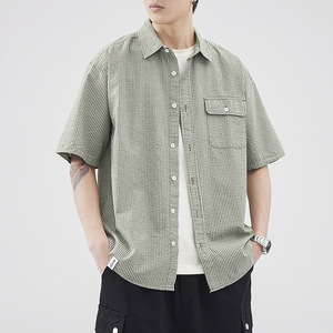 Una <span class=keywords><strong>nueva</strong></span> marca de moda de verano de chaqueta de <span class=keywords><strong>camisa</strong></span> de trabajo para hombres, con una <span class=keywords><strong>camisa</strong></span> de media manga informal de gama alta - Product Image 4