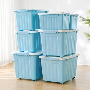 Heavy duty plastic storage box with wheels durable plastic organizer multi-color multi-size