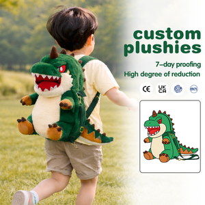 Peluche dinosaure personnalisée avec fermeture éclair, fabricant de jouets en peluche, peluche personnalisée, sac à dos en peluche, sac Ita personnalisé - Product Image 1