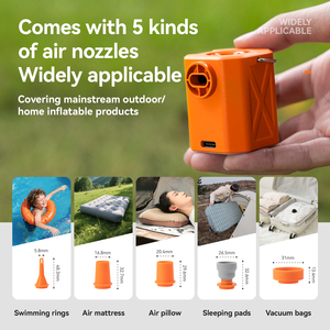 Mini pompe à air électrique Qunature pour le <span class=keywords><strong>camping</strong></span>, <span class=keywords><strong>gonfleur</strong></span> portable rechargeable pour matelas pneumatiques, flotteurs de piscine avec lumière LED - Product Image 4