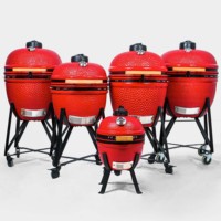 Barbecue au charbon de bois en céramique Kamado miniature portable de 16 pouces, compact, pour l'extérieur, avec support
