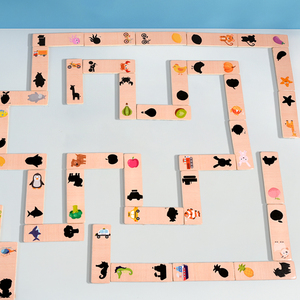 Juego de Dominó de Animales de Madera para Niños, Juego de Emparejamiento de Sombras, Coordinación Mano-Ojo para Bebés, Juguete Educativo para la Primera Infancia - Product Image 4