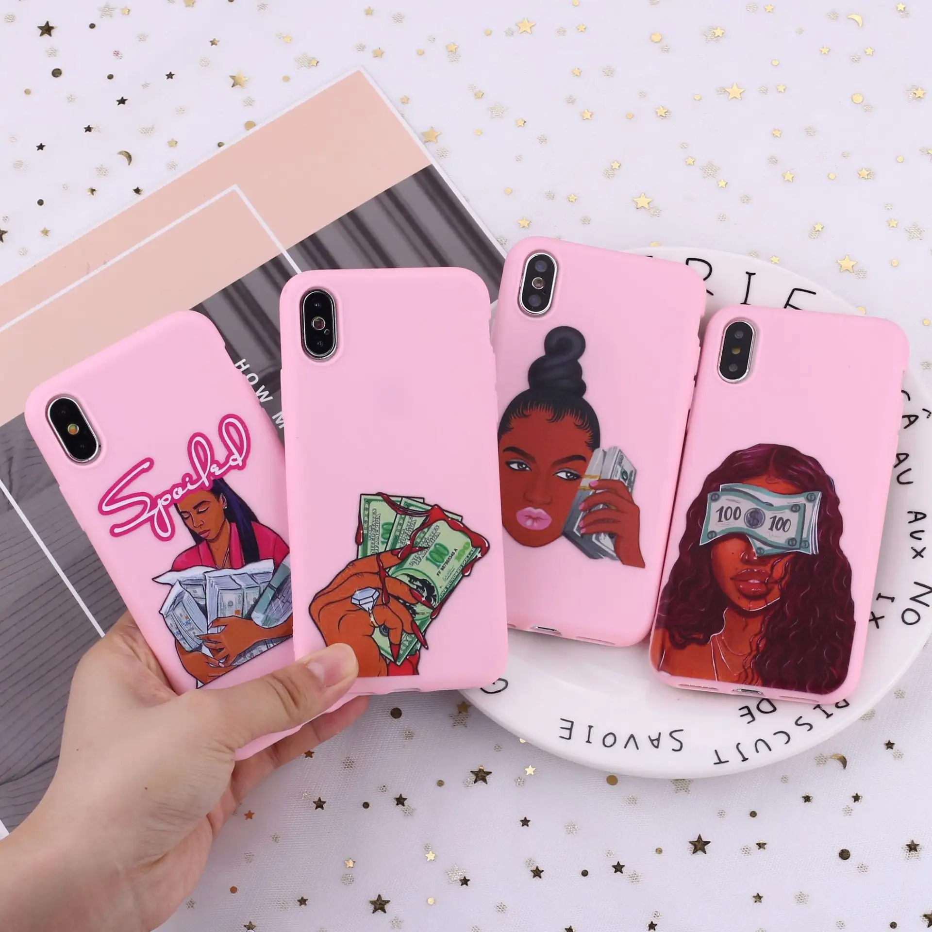 เคสโทรศัพท์เมจิกซอฟท์ Tpu สีชมพูสำหรับ Iphone 11,11 Pro X XR XS Max 7 8อุปกรณ์เสริมโทรศัพท์มือถือฝาหลัง