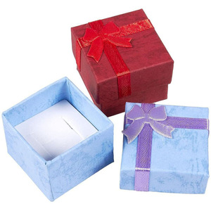 Jewelry Packaging Box Custom Logo Ring Boxes with Bow for Anniversaries