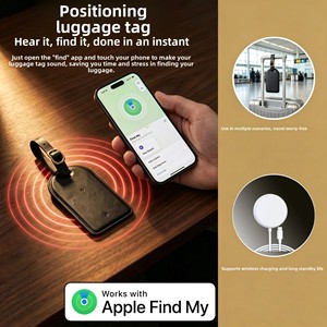 Etiqueta Localizadora de Equipaje con GPS + Apple Find My + Google, Carga Inalámbrica, Antipérdida, para IOS y Android, Localizador de Llaves de Cuero PU - Product Image 4