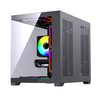 LOVINGCOOL Double panneau latéral en verre trempé Fenêtre moyenne Tour Châssis de bureau MATX Gaming PC Case ITX Computer Case avec RGB Fans