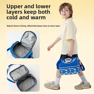 Sac à déjeuner isotherme pour enfants, sac isotherme double couche, fermeture éclair, étanche, anti-fuite, boîte à bento, sac à bandoulière, pique-nique scolaire - Product Image 4