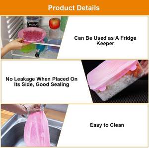 Juego de 6 Cubiertas de Silicona para Conservar Alimentos, Cubiertas de Silicona de Grado Alimenticio que se Pueden Estirar para Sellar Frutas y Verduras - Product Image 5