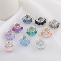 Perles de luxe en cristal opale bleu, perles intercalaires en strass AB, monture argentée, fournitures de perles en vrac pour bijoux DIY, vente en gros
