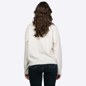 Fabricant de pulls en tricot à col rond pour femmes, en gros, personnalisés, décontractés, d'hiver, avec patch brodé, design de créateur - Product Image 5