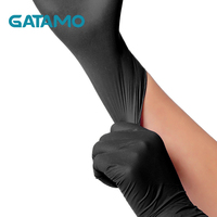 G025 Gants en Nitrile Noirs Jetables, Boîte de 100 – Idéal Tatouage