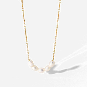 Collier de perles d'eau douce plaqué or 18 carats, chaîne de clavicule, qualité AA, design géométrique, pour usage quotidien - Product Image 1