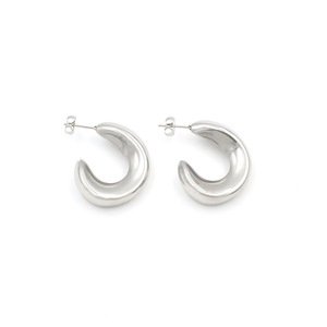 C-shaped Geometric Earrings Steel Color Gold Titanium Steel Jewelry For Women Fashion Cuff Earrings Gift - Product Image 5