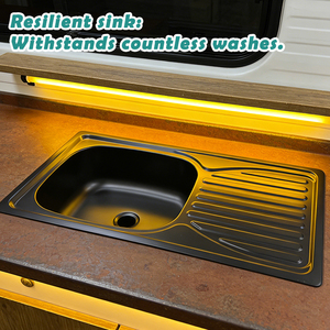 Éviers de cuisine en acier inoxydable avec revêtement noir JDA Wholesale pour <span class=keywords><strong>camping</strong></span>-<span class=keywords><strong>car</strong></span>, caravane, <span class=keywords><strong>camping</strong></span>-<span class=keywords><strong>car</strong></span> - Product Image 4