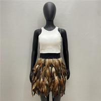 Jupe en plumes douces faite à la main avec ceinture élastique pour cosplay, mariage, fête, décoration - Costume de danseuse de scène professionnelle
