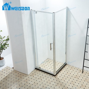 Puerta Pivotante para Baño <span class=keywords><strong>de</strong></span> Hotel o Villa, Certificada por SGCC, Cuadrada, <span class=keywords><strong>de</strong></span> Aluminio Cromado, con Marco <span class=keywords><strong>de</strong></span> Vidrio Templado <span class=keywords><strong>de</strong></span> 6mm - Product Image 3