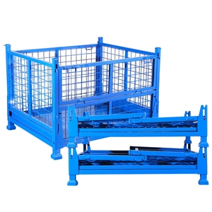 Cage en acier pliable de chariot à cargaison de transport de boîte de chiffre d'affaires en métal de conteneur pour le stockage de bouteille de vin de fournisseur d'usine - Product Image 1